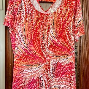 Collection B Pink and Coral Abstract Print Top